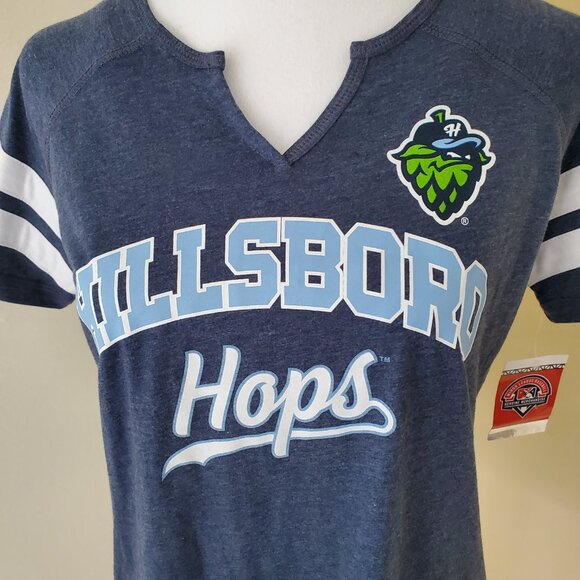 Women’s MiLB Hillsboro Hops T-Shirts Size Small/Petite NWT Heather Blue - Picture 4 of 12
